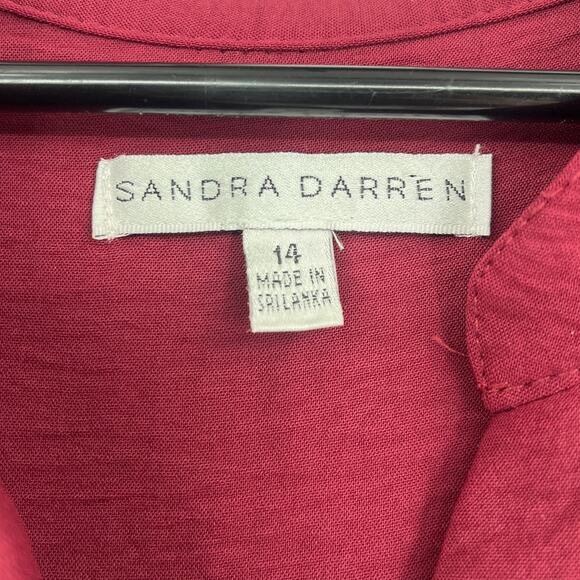 Sandra Darren Burgundy Shirt Dress Sz 14 New Preppy Fall Minimalist Office Chic - Picture 9 of 12